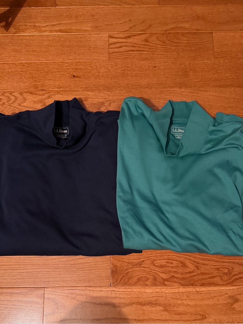 Lot of 2 LL Bean Shirt L Mens Mock Neck Casual Long-sleeve Top Outdoors Hiking